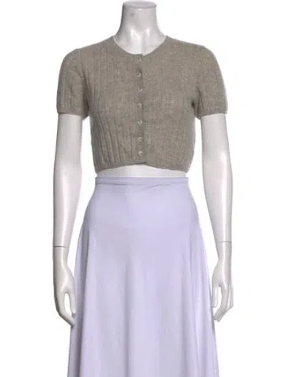 Pre-owned Reformation Cashmere Crew Neck Crop Top In Grey