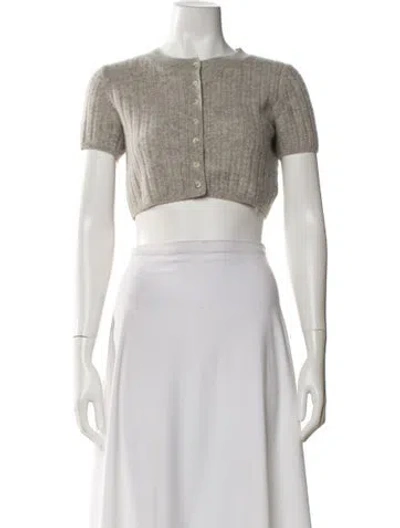 Pre-owned Reformation Cashmere Crew Neck Crop Top In White