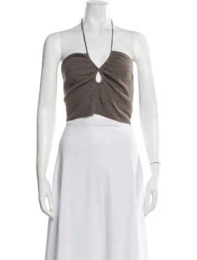 Pre-owned Reformation Cashmere Halterneck Crop Top In Brown