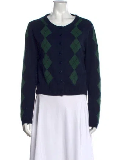 Pre-owned Reformation Cashmere Houndstooth Print Sweater In Blue