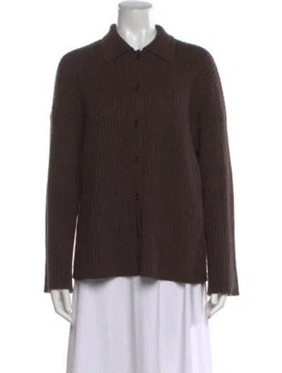 Pre-owned Reformation Cashmere Long Sleeve Button-up Top In Brown