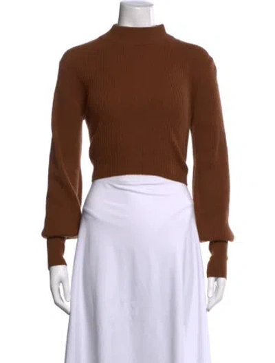 Pre-owned Reformation Cashmere Mock Neck Crop Top In Brown
