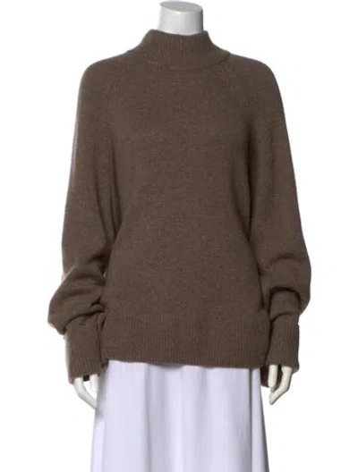 Pre-owned Reformation Cashmere Mock Neck Sweater In Brown