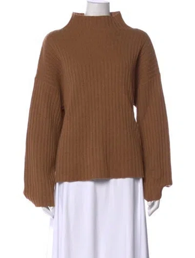 Pre-owned Reformation Cashmere Mock Neck Sweater In Brown