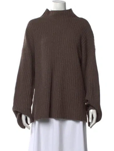 Pre-owned Reformation Cashmere Mock Neck Sweater In Brown