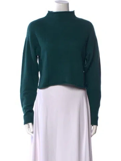 Pre-owned Reformation Cashmere Mock Neck Sweater In Green
