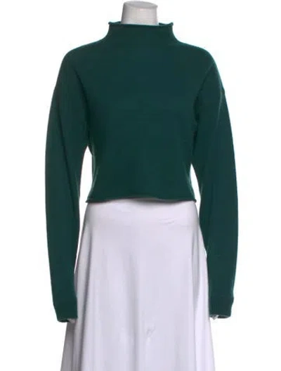 Pre-owned Reformation Cashmere Mock Neck Sweater In Green