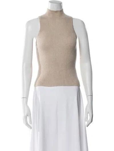 Pre-owned Reformation Cashmere Mock Neck Sweater In Neutral