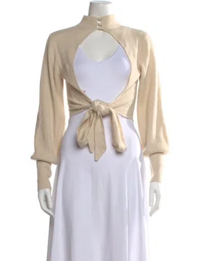 Pre-owned Reformation Cashmere Mock Neck Sweater In Neutral