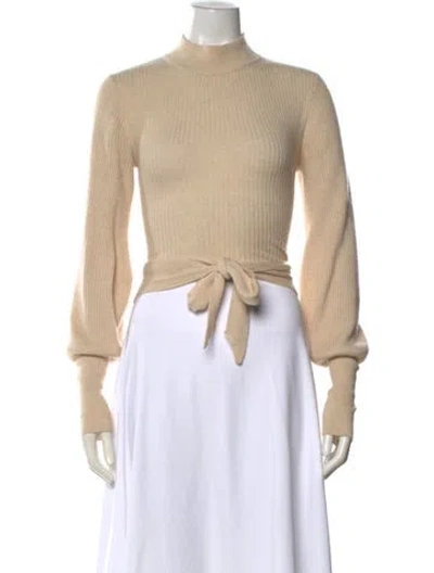 Pre-owned Reformation Cashmere Mock Neck Sweater In Neutral