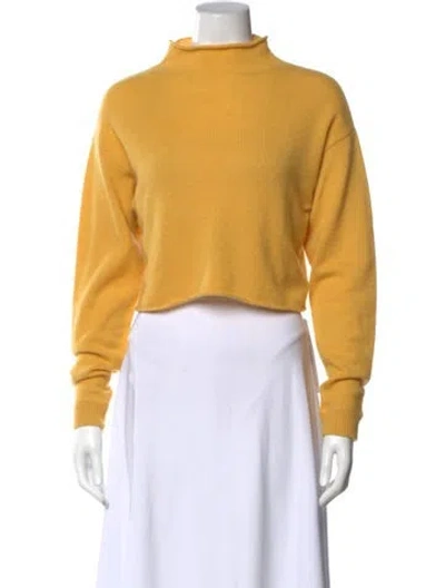 Pre-owned Reformation Cashmere Mock Neck Sweater In Yellow