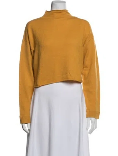 Pre-owned Reformation Cashmere Mock Neck Sweater In Yellow