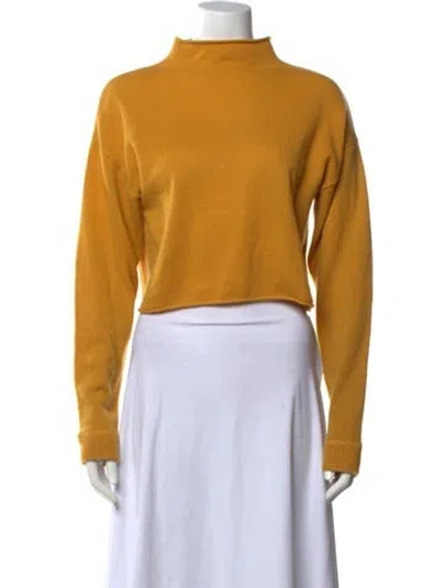Pre-owned Reformation Cashmere Mock Neck Sweater In Yellow