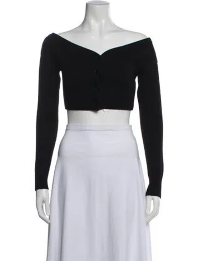 Pre-owned Reformation Cashmere Off-the-shoulder Sweater In Black