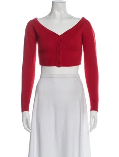 Pre-owned Reformation Cashmere Off-the-shoulder Sweater In Red