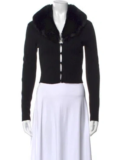 Pre-owned Reformation Cashmere Open Front Sweater In Black