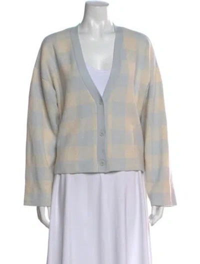 Pre-owned Reformation Cashmere Plaid Print Sweater In Blue