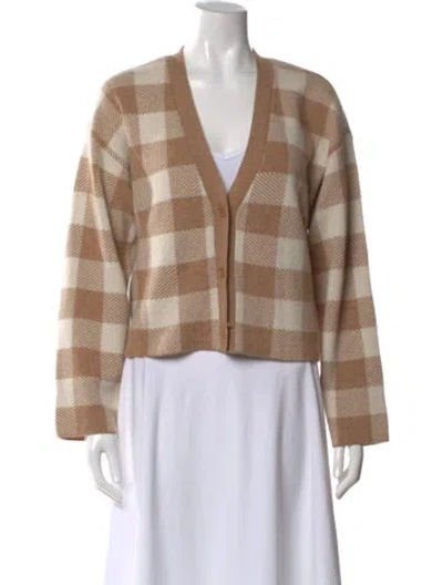 Pre-owned Reformation Cashmere Plaid Print Sweater In Brown