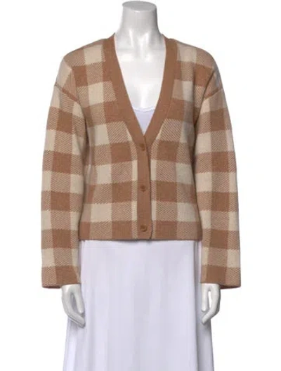 Pre-owned Reformation Cashmere Plaid Print Sweater In Brown