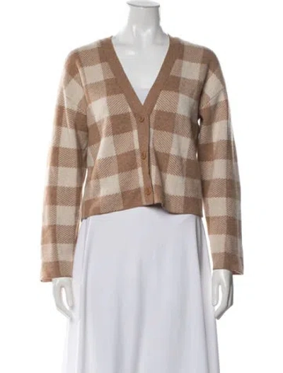 Pre-owned Reformation Cashmere Plaid Print Sweater In Neutrals
