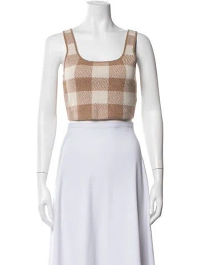 Pre-owned Reformation Cashmere Plaid Print Sweater In Neutrals