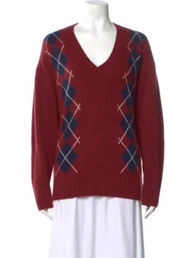 Pre-owned Reformation Cashmere Printed Sweater In Red