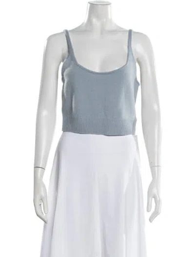 Pre-owned Reformation Cashmere Scoop Neck Crop Top In Blue