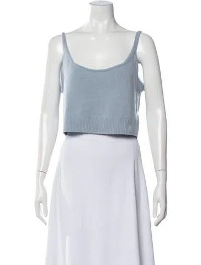 Pre-owned Reformation Cashmere Scoop Neck Crop Top In Blue