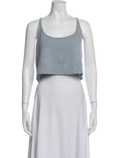 Pre-owned Reformation Cashmere Scoop Neck Crop Top In Blue
