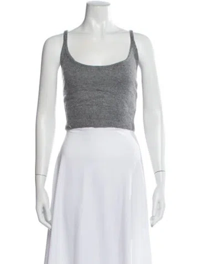 Pre-owned Reformation Cashmere Scoop Neck Crop Top In Gray