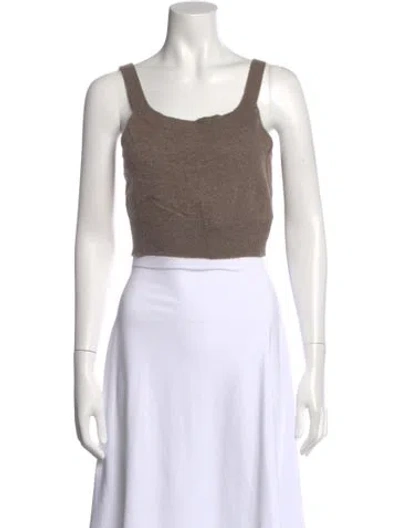 Pre-owned Reformation Cashmere Scoop Neck Crop Top In Neutral