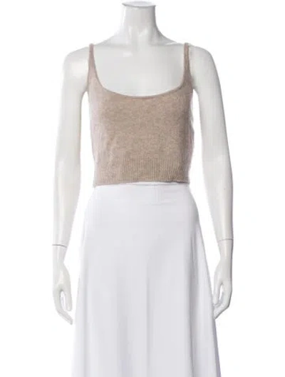 Pre-owned Reformation Cashmere Scoop Neck Crop Top In Neutral