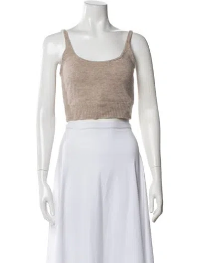 Pre-owned Reformation Cashmere Scoop Neck Crop Top In Neutral