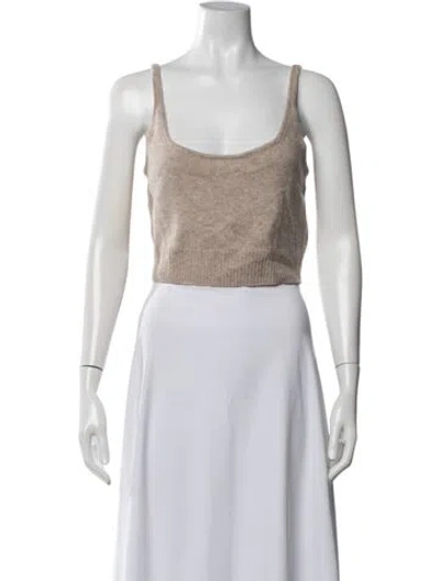 Pre-owned Reformation Cashmere Scoop Neck Crop Top In Neutrals