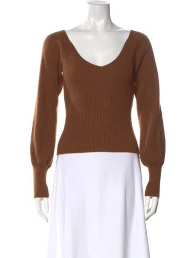 Pre-owned Reformation Cashmere Scoop Neck Sweater In Brown