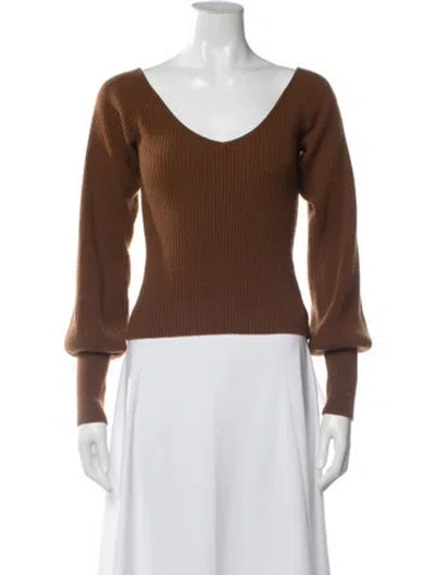 Pre-owned Reformation Cashmere Scoop Neck Sweater In Brown
