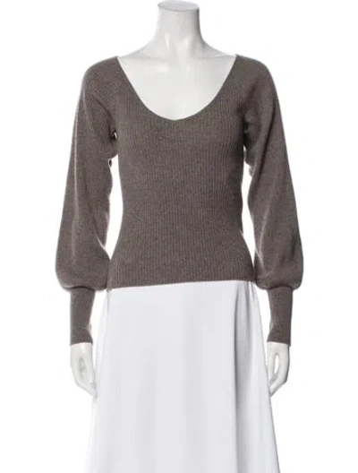 Pre-owned Reformation Cashmere Scoop Neck Sweater In Gray