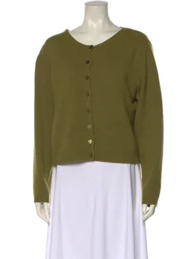 Pre-owned Reformation Cashmere Scoop Neck Sweater In Green