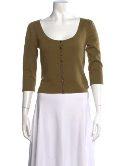 Pre-owned Reformation Cashmere Scoop Neck Sweater In Green