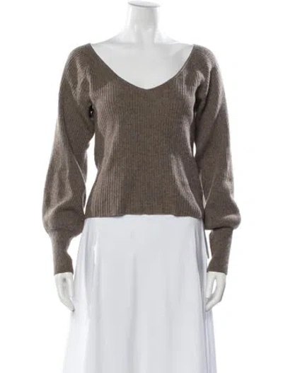 Pre-owned Reformation Cashmere Scoop Neck Sweater In Neutral