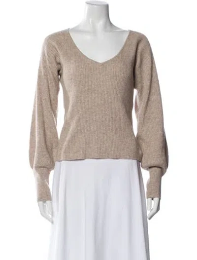 Pre-owned Reformation Cashmere Scoop Neck Sweater In Neutral