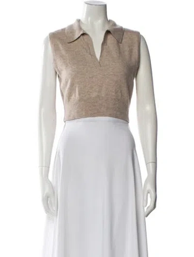 Pre-owned Reformation Cashmere Sleeveless Crop Top In Neutral