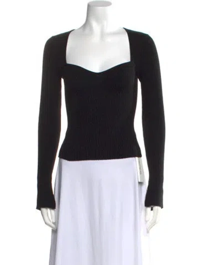 Pre-owned Reformation Cashmere Square Neckline Crop Top In Black