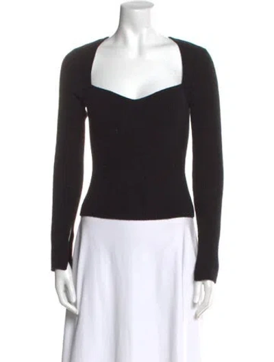Pre-owned Reformation Cashmere Square Neckline Sweater In Black
