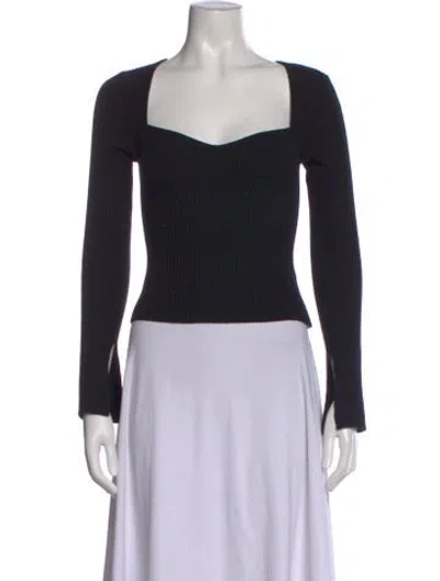 Pre-owned Reformation Cashmere Square Neckline Sweater In Black