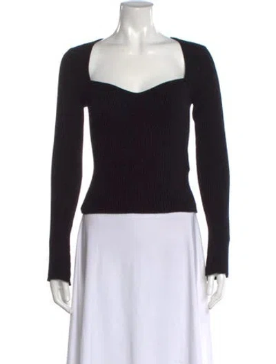Pre-owned Reformation Cashmere Square Neckline Sweater In Black