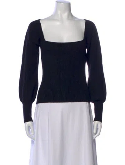 Pre-owned Reformation Cashmere Square Neckline Sweater In Black