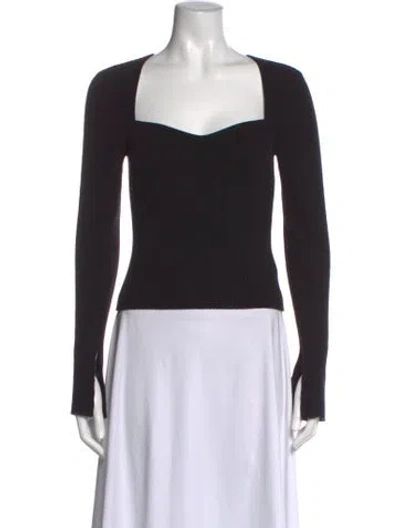 Pre-owned Reformation Cashmere Square Neckline Sweater In Black