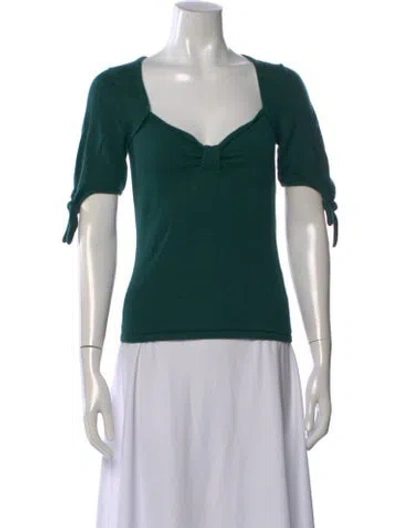 Pre-owned Reformation Cashmere Square Neckline Sweater In Green