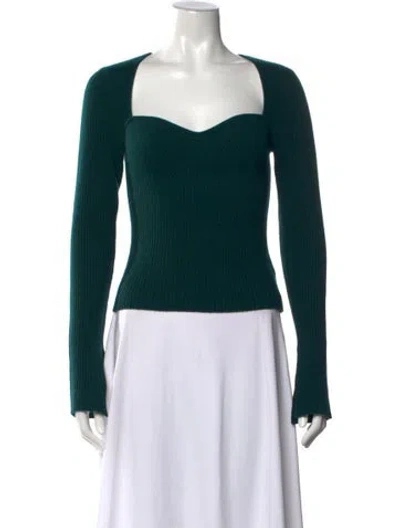 Pre-owned Reformation Cashmere Square Neckline Sweater In Green